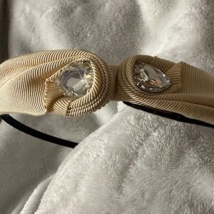 Jane Tran Hair Band Women Grograin with Two Large Rhinestones